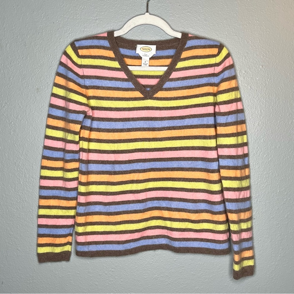 Talbolts 100% Pure Cashmere Multi Colored Long Sleeve Sweater Size Small